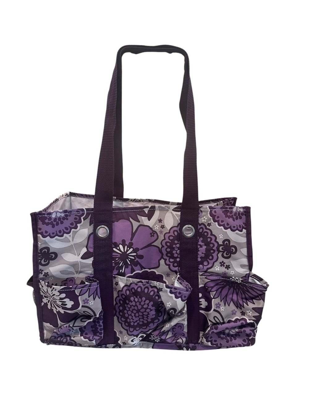 Thirty-One Small Organizing Utility Tote Purple Floral Small Medium